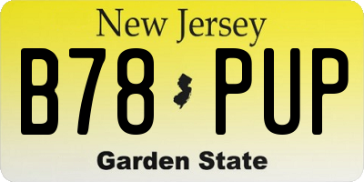 NJ license plate B78PUP