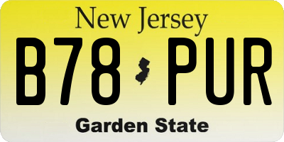 NJ license plate B78PUR