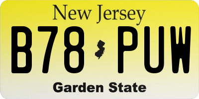 NJ license plate B78PUW