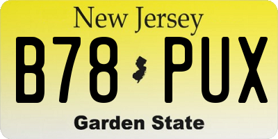 NJ license plate B78PUX