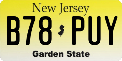 NJ license plate B78PUY