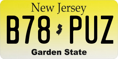 NJ license plate B78PUZ