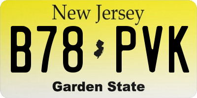 NJ license plate B78PVK