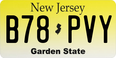 NJ license plate B78PVY