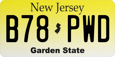NJ license plate B78PWD