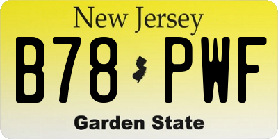NJ license plate B78PWF