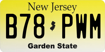 NJ license plate B78PWM