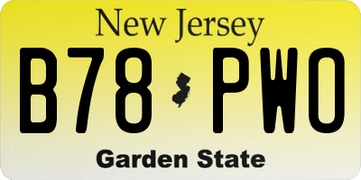 NJ license plate B78PWO