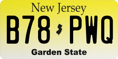 NJ license plate B78PWQ