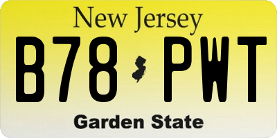 NJ license plate B78PWT