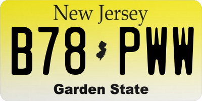 NJ license plate B78PWW