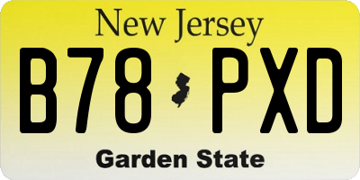 NJ license plate B78PXD