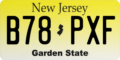 NJ license plate B78PXF