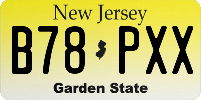 NJ license plate B78PXX