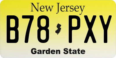 NJ license plate B78PXY