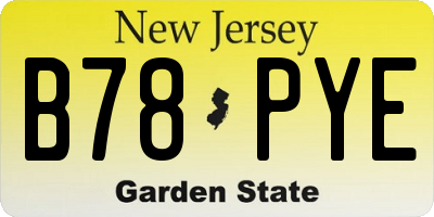 NJ license plate B78PYE