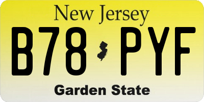 NJ license plate B78PYF