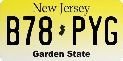 NJ license plate B78PYG