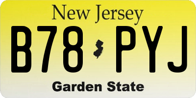 NJ license plate B78PYJ
