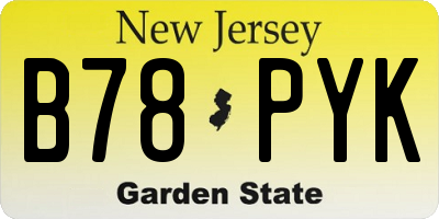 NJ license plate B78PYK