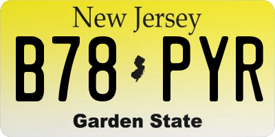 NJ license plate B78PYR