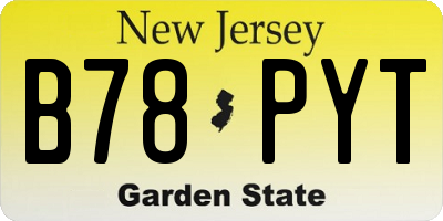 NJ license plate B78PYT