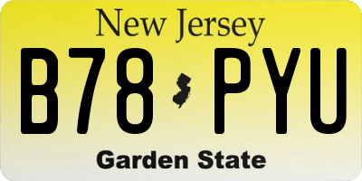 NJ license plate B78PYU