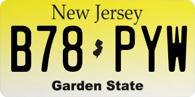 NJ license plate B78PYW