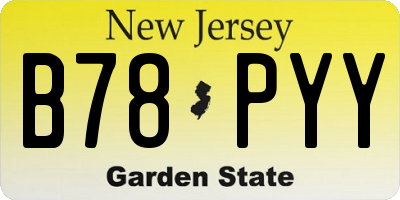 NJ license plate B78PYY