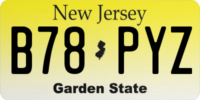 NJ license plate B78PYZ