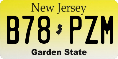 NJ license plate B78PZM