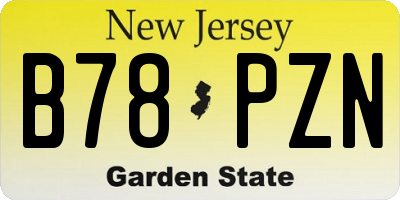 NJ license plate B78PZN