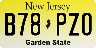 NJ license plate B78PZO