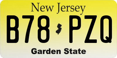 NJ license plate B78PZQ
