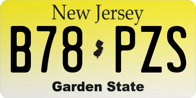 NJ license plate B78PZS