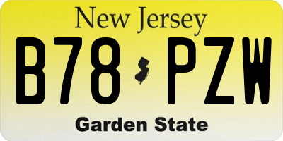 NJ license plate B78PZW