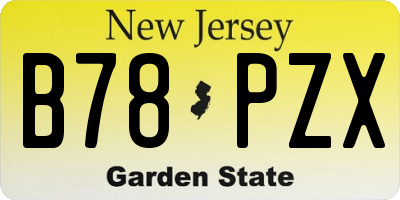 NJ license plate B78PZX