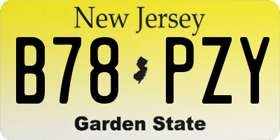 NJ license plate B78PZY