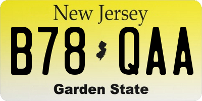 NJ license plate B78QAA