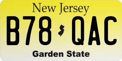 NJ license plate B78QAC