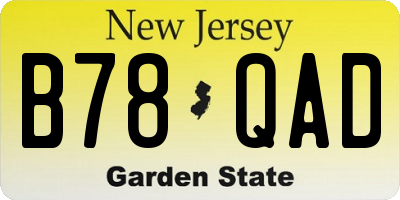NJ license plate B78QAD