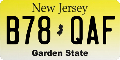 NJ license plate B78QAF