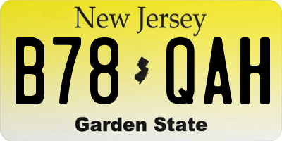 NJ license plate B78QAH