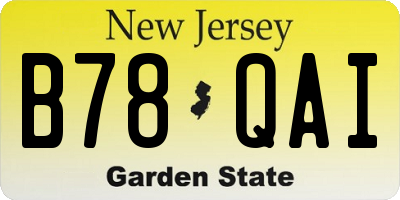 NJ license plate B78QAI