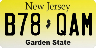 NJ license plate B78QAM