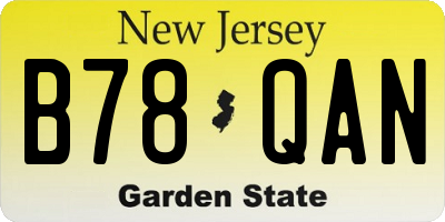 NJ license plate B78QAN