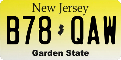 NJ license plate B78QAW