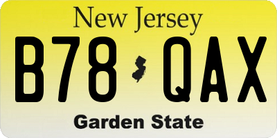 NJ license plate B78QAX