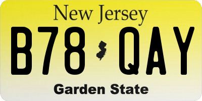 NJ license plate B78QAY