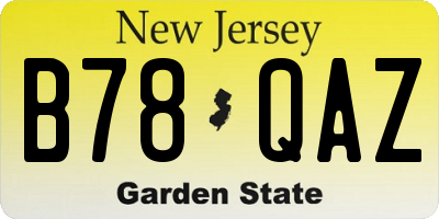 NJ license plate B78QAZ